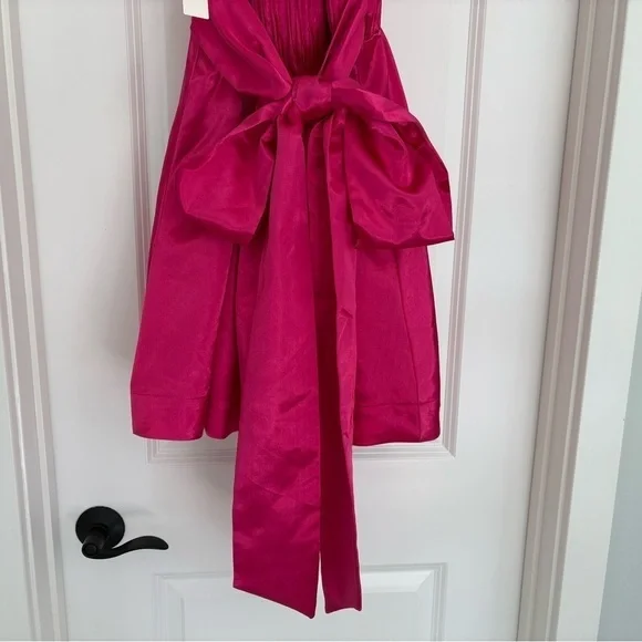 Anthropologie Satin bow Mini Dress Size 6 - Picture 4 of 8